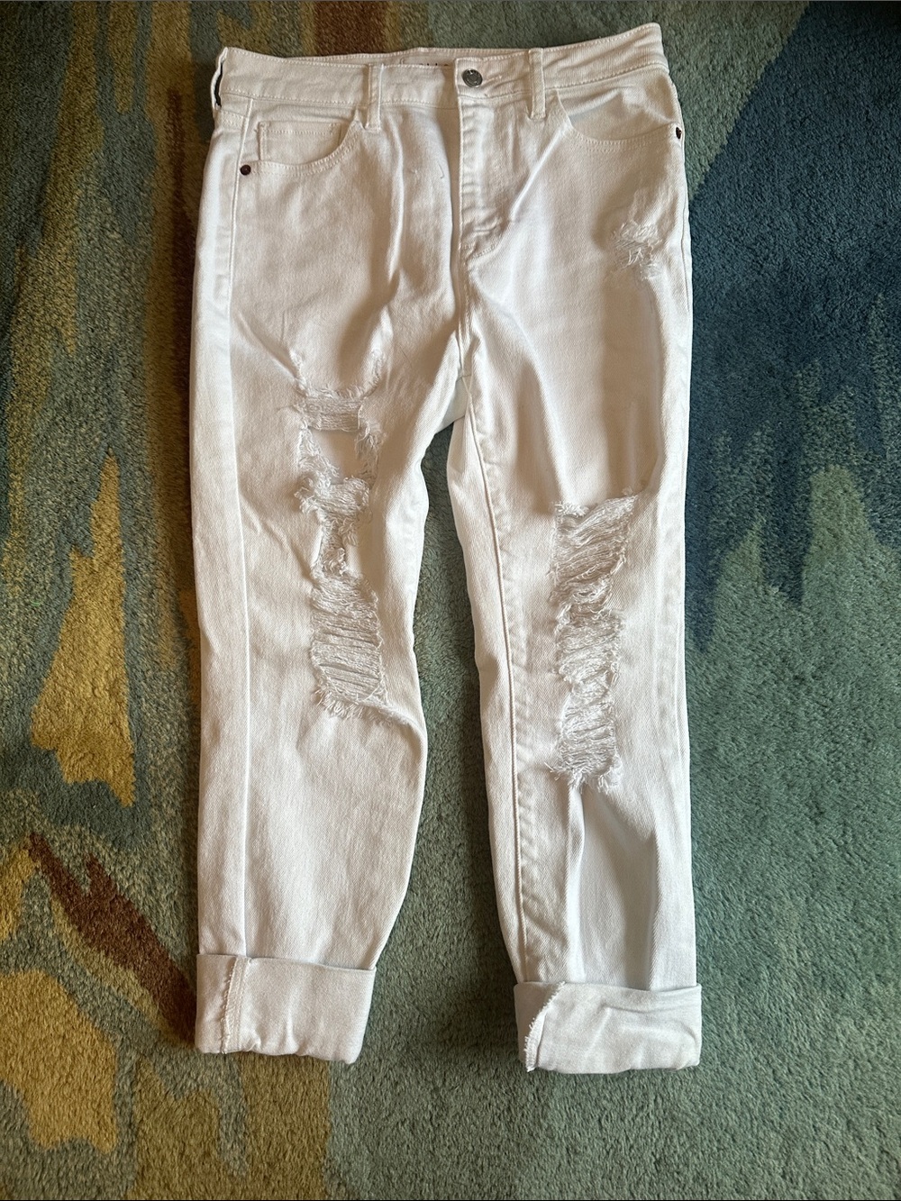 Cello White Ripped Ankle Crop Jeans